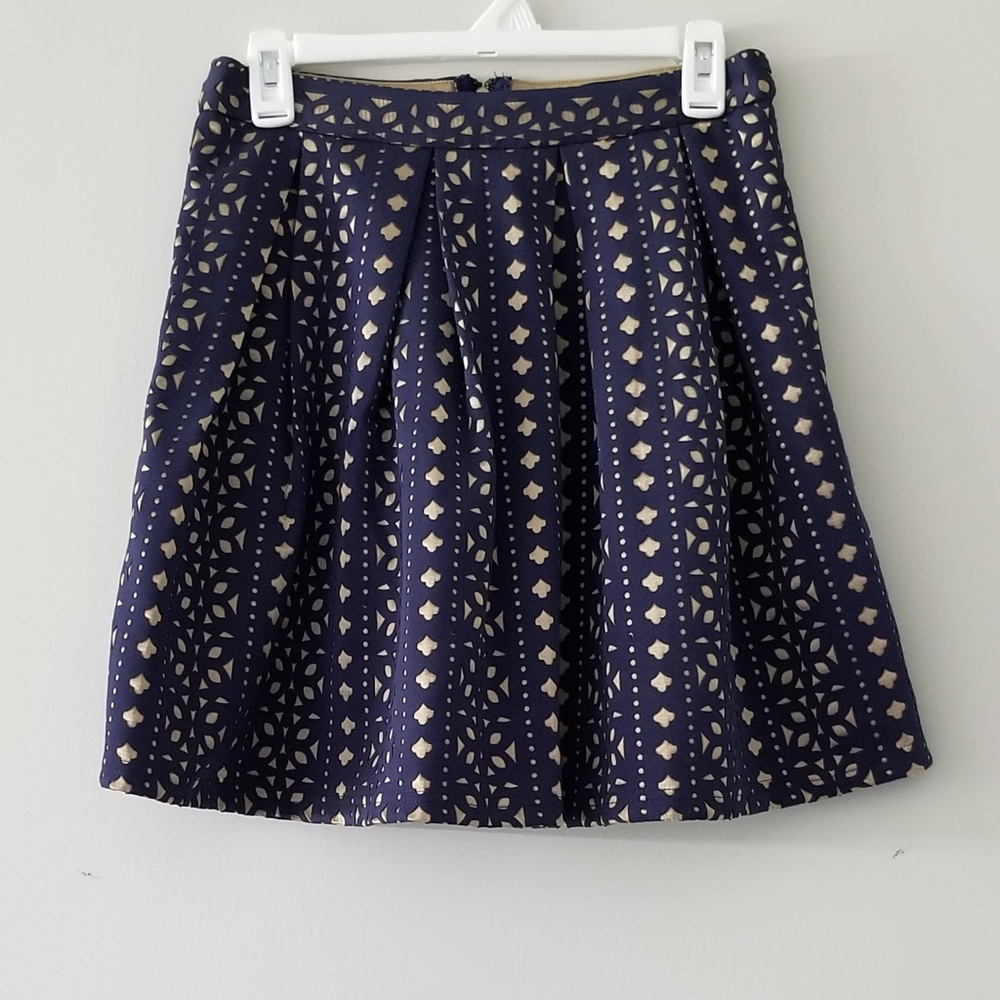 Navy Lasercut over Nude Skirt